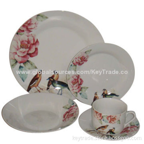Fine Porcelain 30-piece Dinner Set in Rim Shape, with Decal